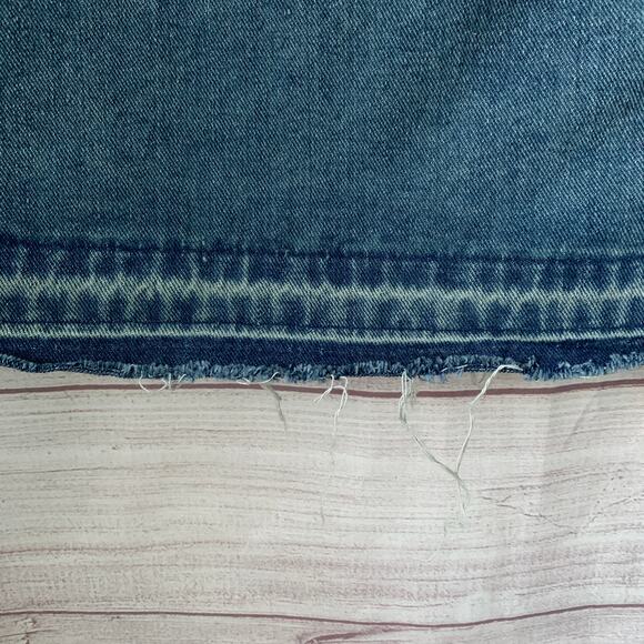 DAZY Denim Jean Midi Skirt Medium Wash A-Line Raw Hem Size XL - Picture 7 of 14